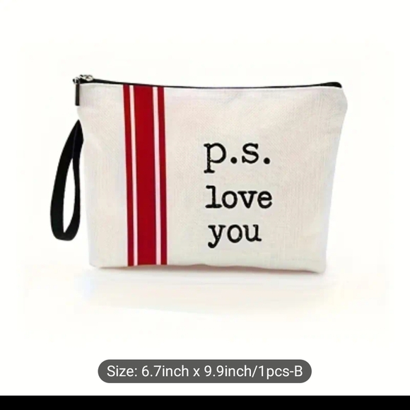 Handbags - White Pouch with Red Stripes